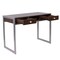 Emma and Oliver Dark Wood Grain Finish Desk with Two Drawers and Silver Metal Frame